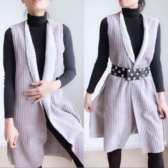 CORDUROY LONG VEST WITH SHEARLING SHERPA LINED- CORDUROY - Picture 6 of 14